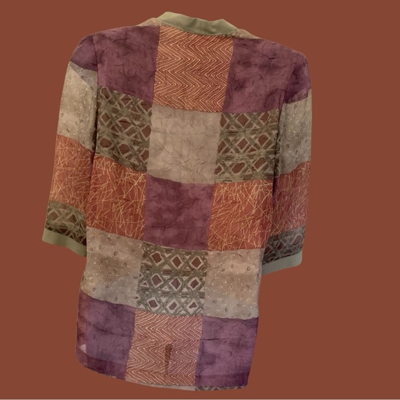 Vintage Giulia | Petite 12P Sage & Plum Long Sleeve 2 in 1 Pullover Jacket/Top - Picture 5 of 10